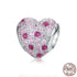 925 Sterling Silver Pendent Charm Jewelry Pink Heart 