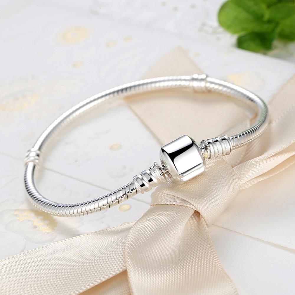 925 Sterling Silver Plated Snake Chain Bracelet Charm Jewelry ZJCL12 - Touchy Style .