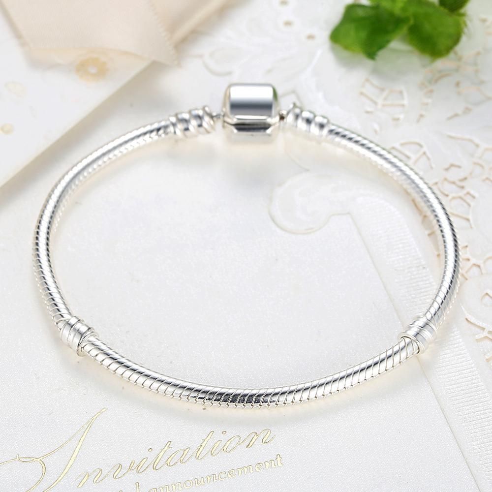 925 Sterling Silver Plated Snake Chain Bracelet Charm Jewelry ZJCL12 - Touchy Style .