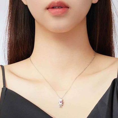 925 Sterling Silver Robot Lover Necklaces Charm Jewelry BOS38 - Touchy Style