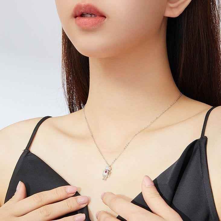 925 Sterling Silver Robot Lover Necklaces Charm Jewelry BOS38 - Touchy Style