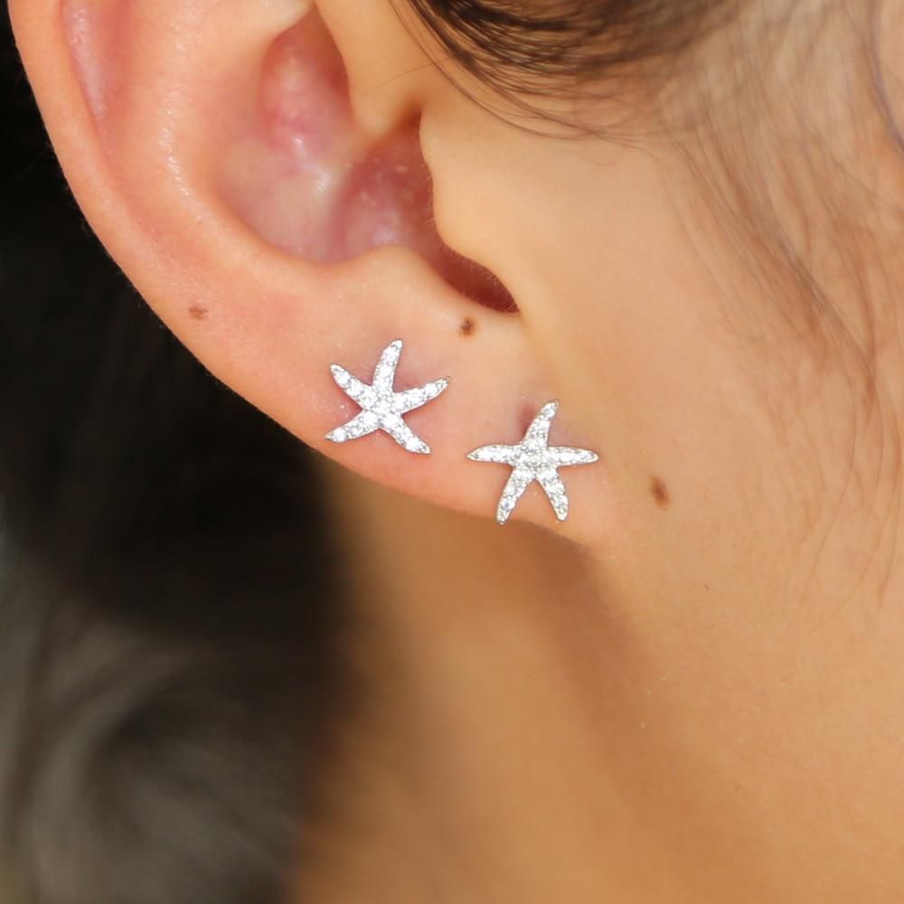 925 Sterling Silver Sea Star Stud Earrings Charm Jewelry - Touchy Style .