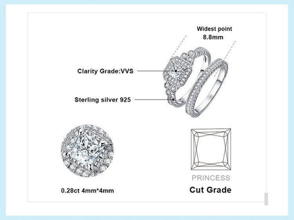 925 Sterling Silver Simulated Diamond Finger Rings Charm Jewelry Set JOS1154 - Touchy Style .