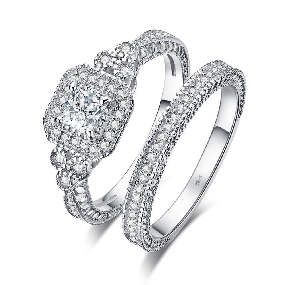 925 Sterling Silver Simulated Diamond Finger Rings Charm Jewelry Set JOS1154 - Touchy Style .