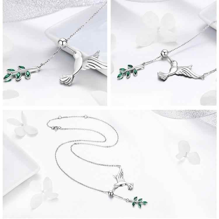 925 Sterling Silver Spring Bird &amp; Tree Pendant Necklace Charm Jewelry - Touchy Style