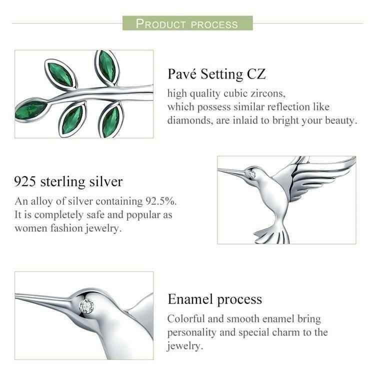 925 Sterling Silver Spring Bird &amp; Tree Pendant Necklace Charm Jewelry - Touchy Style .