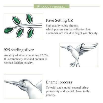 925 Sterling Silver Spring Bird &amp; Tree Pendant Necklace Charm Jewelry - Touchy Style