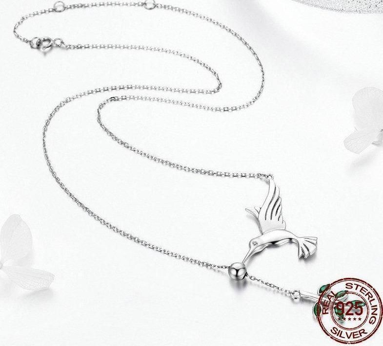 925 Sterling Silver Spring Bird & Tree Pendant Necklace Charm Jewelry - Touchy Style .