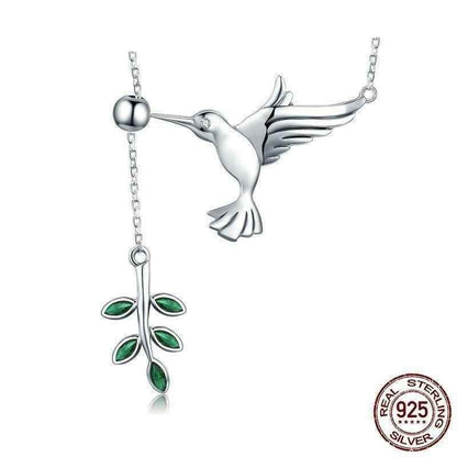 925 Sterling Silver Spring Bird &amp; Tree Pendant Necklace Charm Jewelry - Touchy Style .