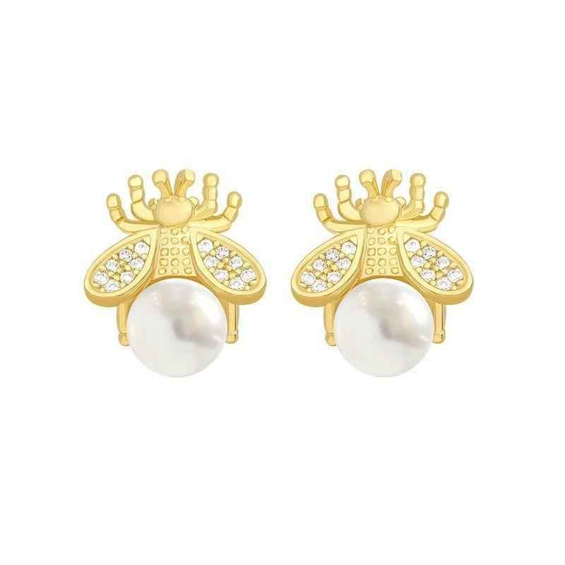 Fashion Pearl Simple Bee Pattern Earrings Charm Jewelry XYS0444 - Touchy Style .