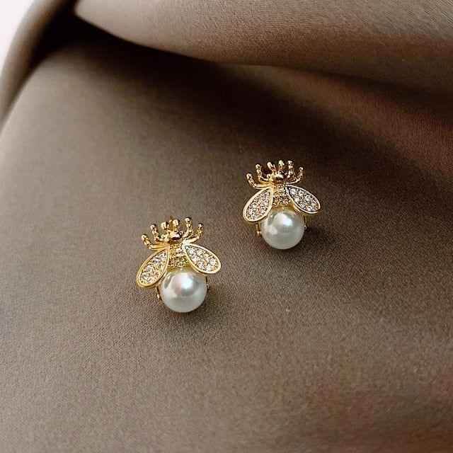 Fashion Pearl Simple Bee Pattern Earrings Charm Jewelry XYS0444 - Touchy Style