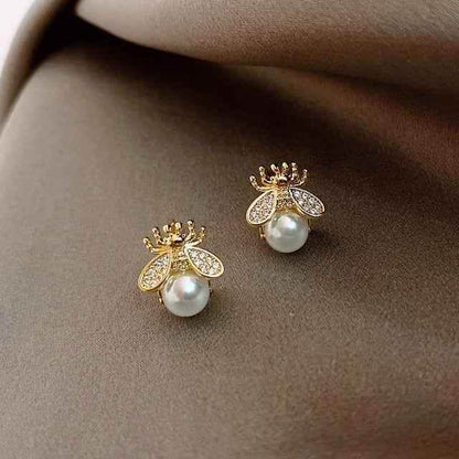 Fashion Pearl Simple Bee Pattern Earrings Charm Jewelry XYS0444 - Touchy Style