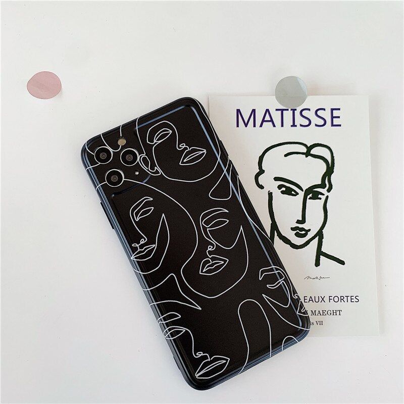 Abstract Line Painting Cute Phone Cases For iPhone 11 Pro Max 7 8 Plus X XR XS Max 12 13 Pro Max - Touchy Style .
