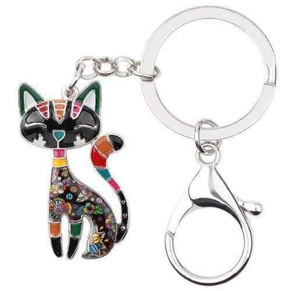 Acrylic Cat Kitten Pattern Unique Key Chain BOS1152 - Touchy Style .