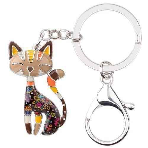 Acrylic Cat Kitten Pattern Unique Key Chain BOS1152 - Touchy Style .