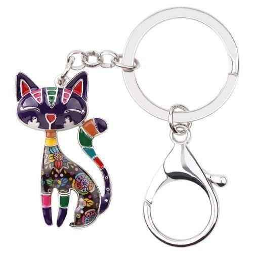 Acrylic Cat Kitten Pattern Unique Key Chain BOS1152 - Touchy Style .