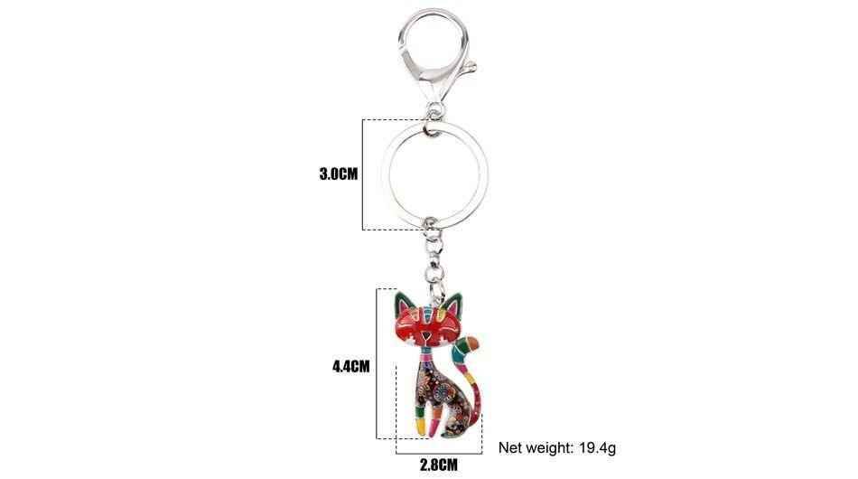 Acrylic Cat Kitten Pattern Unique Key Chain BOS1152 - Touchy Style .