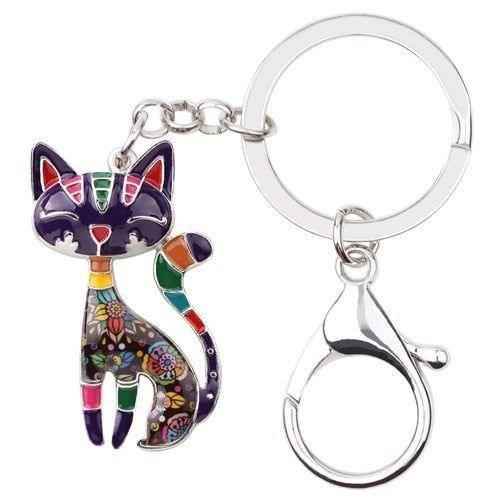 Acrylic Cat Kitten Pattern Unique Key Chain BOS1152 - Touchy Style