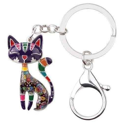 Acrylic Cat Kitten Pattern Unique Key Chain BOS1152 - Touchy Style