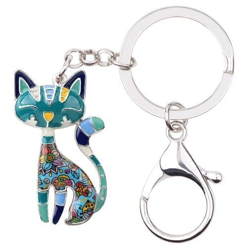 Acrylic Cat Kitten Pattern Unique Key Chain BOS1152 - Touchy Style .