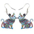 Acrylic Happy Floral Cat Pattern Earring Charm Jewelry BOS1141 - Touchy Style