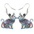 Acrylic Happy Floral Cat Pattern Earring Charm Jewelry BOS1141 - Touchy Style .