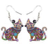 Acrylic Happy Floral Cat Pattern Earring Charm Jewelry BOS1141 - Touchy Style