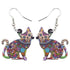 Acrylic Happy Floral Cat Pattern Earring Charm Jewelry BOS1141 - Touchy Style .