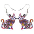 Acrylic Happy Floral Cat Pattern Earring Charm Jewelry BOS1141 - Touchy Style .