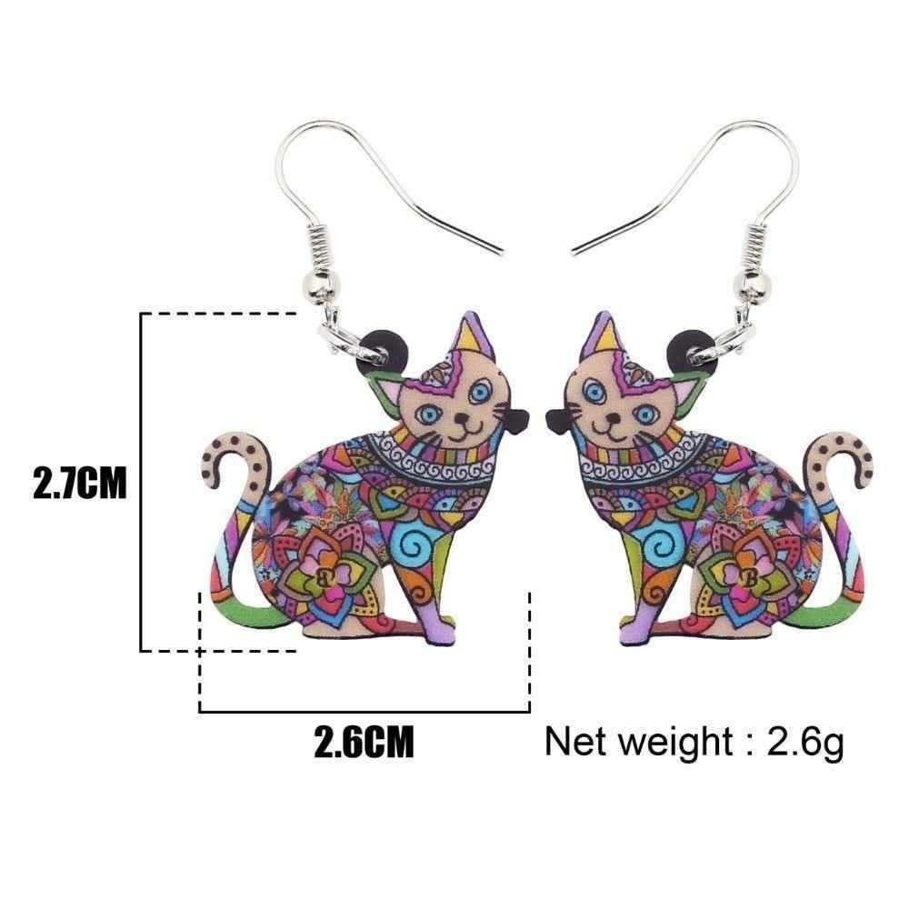 Acrylic Happy Floral Cat Pattern Earring Charm Jewelry BOS1141 - Touchy Style .