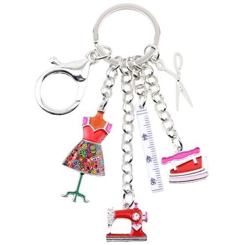 Acrylic Machine Scissor Pattern Sewing Tools Unique Key Chain BOS0123 - Touchy Style .
