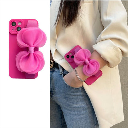 Adorable Bowknot Wrist Strap Holder Phone Cases for iPhone 13, 12, 14, 14 Pro, 11 Pro Max, X, XR, XS - Touchy Style .