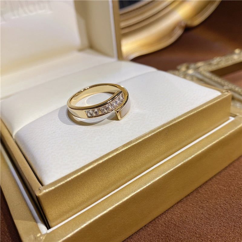 Advanced Zircon Shell Cross Golden Finger Rings Charm Jewelry RCJTXY20 - Touchy Style .