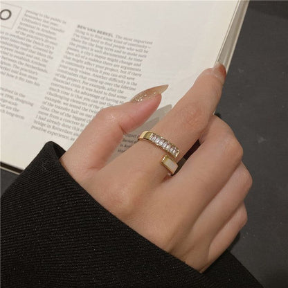 Advanced Zircon Shell Cross Golden Finger Rings Charm Jewelry RCJTXY20 - Touchy Style .