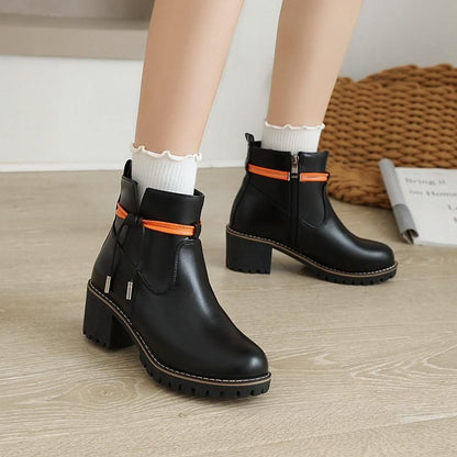 Ankle Boots Black Short-haired Fur Warm Women&