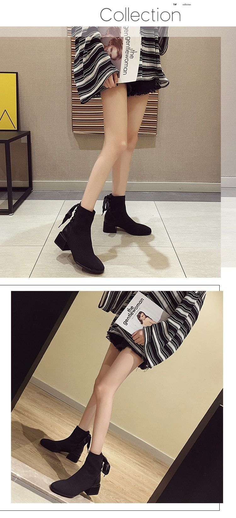 Ankle Boots Fashion Comfortable Socks Thick Women&