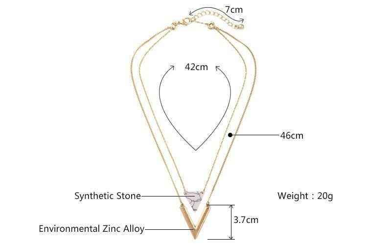 Artificial Marble Triangle Pendant Multi-Layer Necklaces Charm Jewelry KMOS0400 - Touchy Style