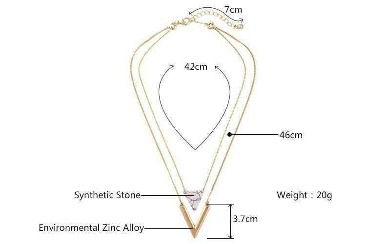 Artificial Marble Triangle Pendant Multi-Layer Necklaces Charm Jewelry KMOS0400 - Touchy Style .