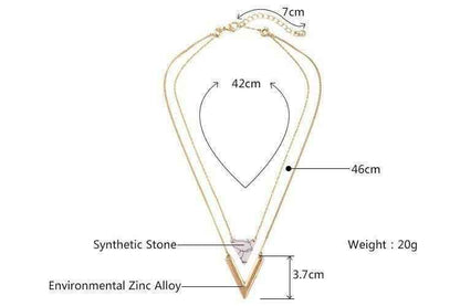 Artificial Marble Triangle Pendant Multi-Layer Necklaces Charm Jewelry KMOS0400 - Touchy Style