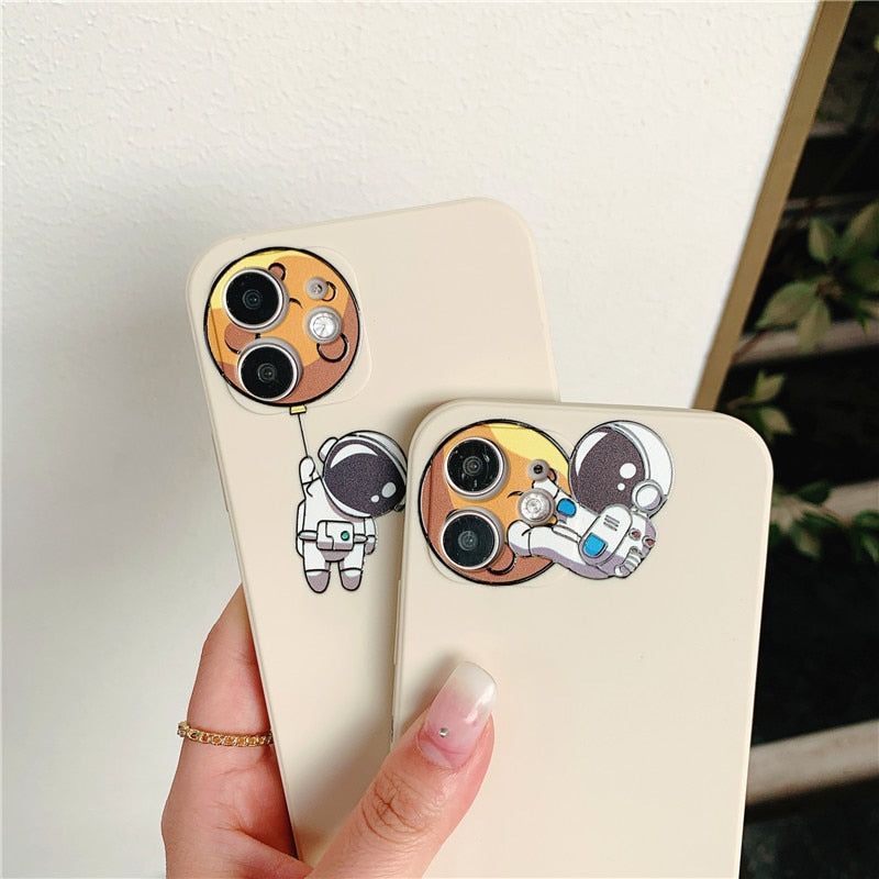 Astronaut Beige Cute Phone Cases For iPhone 14 13 11 Pro MAX XS XR X 12 Mini 7 8 6s Plus SE - Touchy Style .