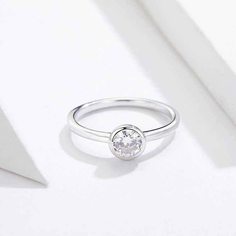 Basic Clear Zirconia Finger Ring Charm Jewelry 925 Sterling Silver RCJRTY53 - Touchy Style