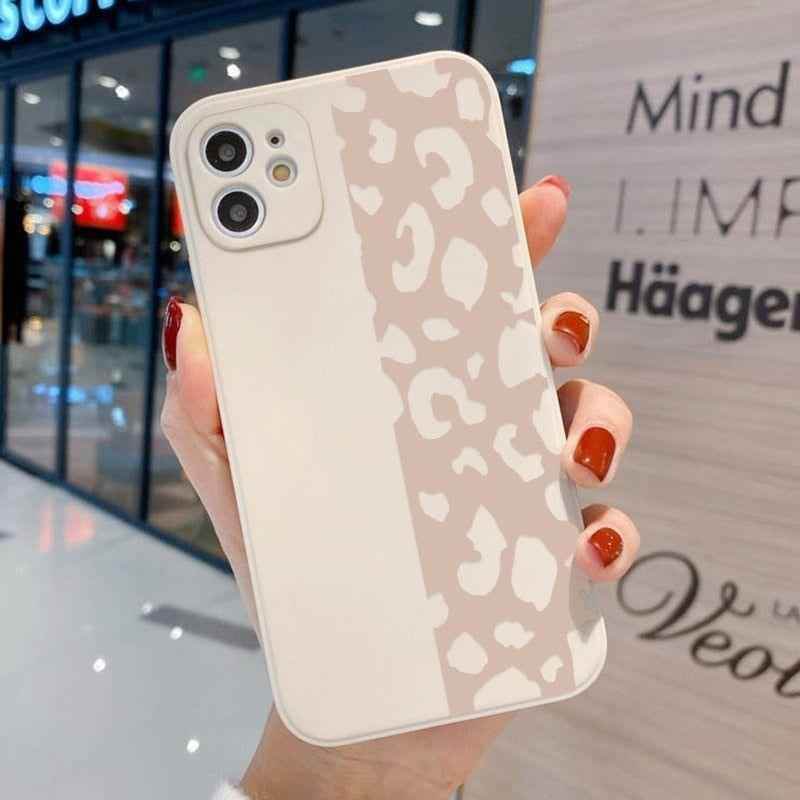 Beige Leopard Cute Phone Cases For iPhone 13 Pro Max 12 11 Pro Max XS Max XR X 7 8 Plus 11 - Touchy Style