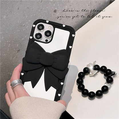 Big Bowknot Cute Phone Cases With beads Lanyard For iPhone 14 13 12 11 Pro XS Max XR X SE 2020 7 8 Plus - Touchy Style .