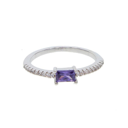 Birthstone Colorful Geometric Finger Rings Charm Jewelry - Touchy Style .