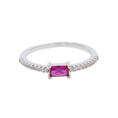 Birthstone Colorful Geometric Finger Rings Charm Jewelry - Touchy Style .