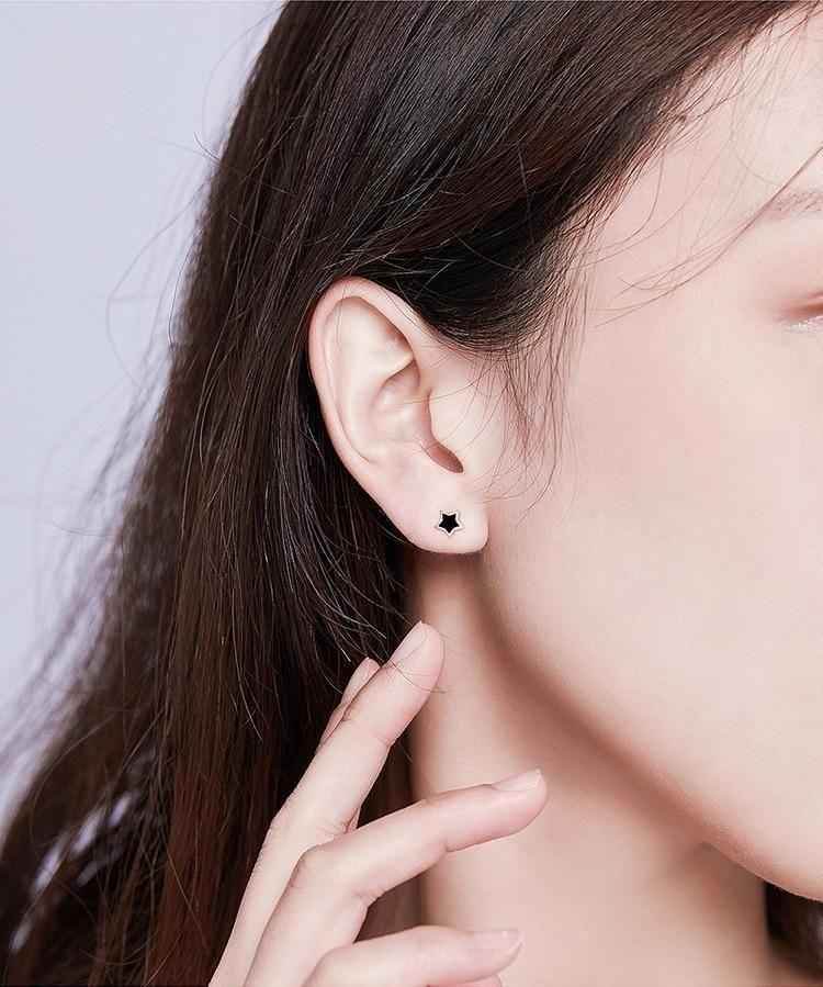 Black Mini Star - Stud Earrings Charm Jewelry - BSE275 - Touchy Style