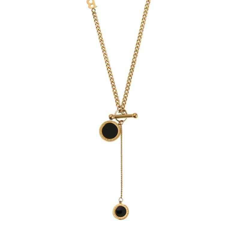 Black Roman Letter Pendant Stainless Steel Necklace Charm Jewelry NCJT38 - Touchy Style