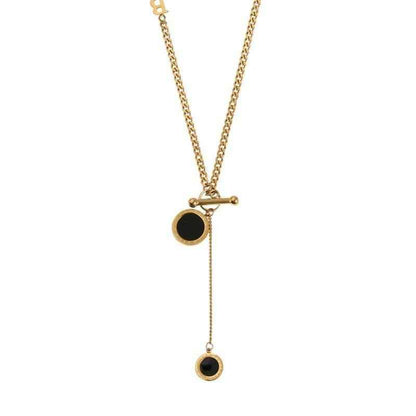Black Roman Letter Pendant Stainless Steel Necklace Charm Jewelry NCJT38 - Touchy Style