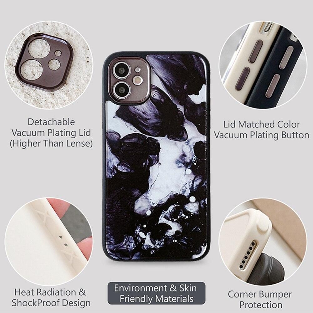 Black White Blue Oil Painting Cute Phone Cases for iPhone 12 11 pro max X XS XR 8 Plus 12mini - Touchy Style .