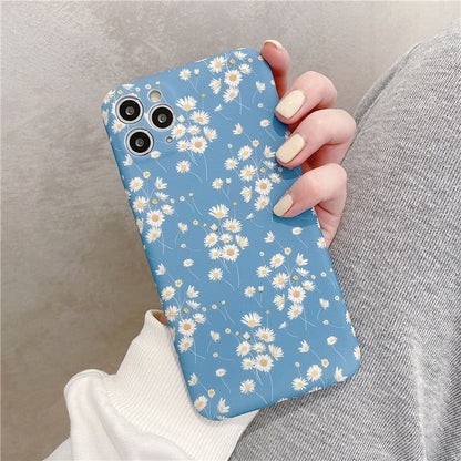 Blue Daisy Flower Cute Phone Cases For iPhone 13 12 Pro 11 Pro Max XR X XS Max 7 8Plus - Touchy Style .